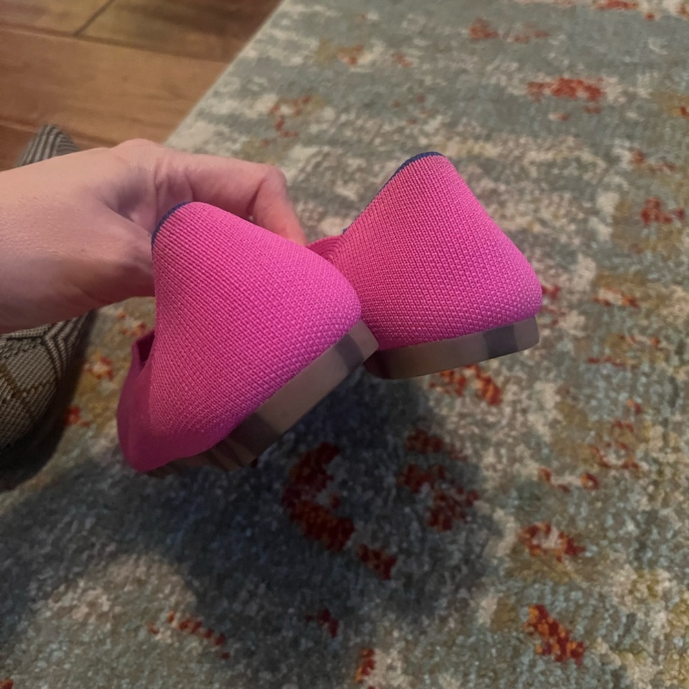 Rothy's Bright Pink Knit Pointed Toe Flats - Picture 4 of 15